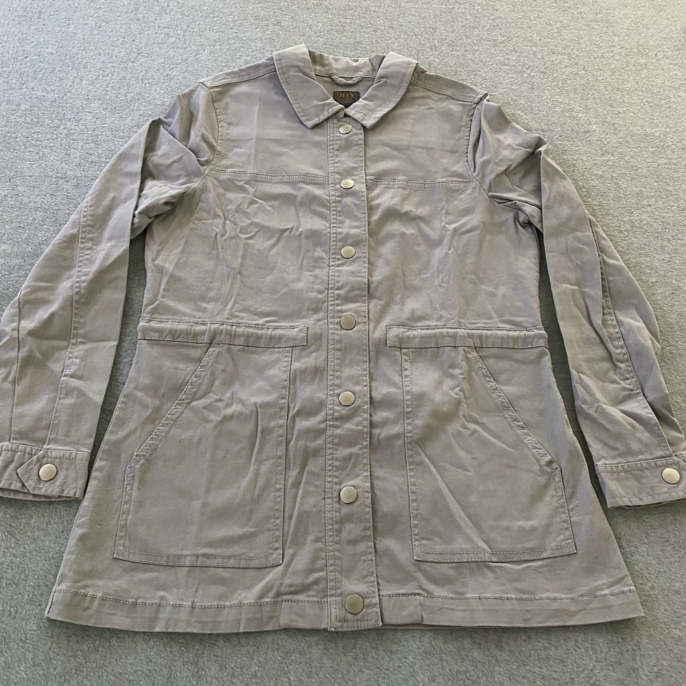 41 Hawthorn Utility Jacket Women M Gray Cinch Waist Stretch Cotton Pockets - Picture 1 of 14